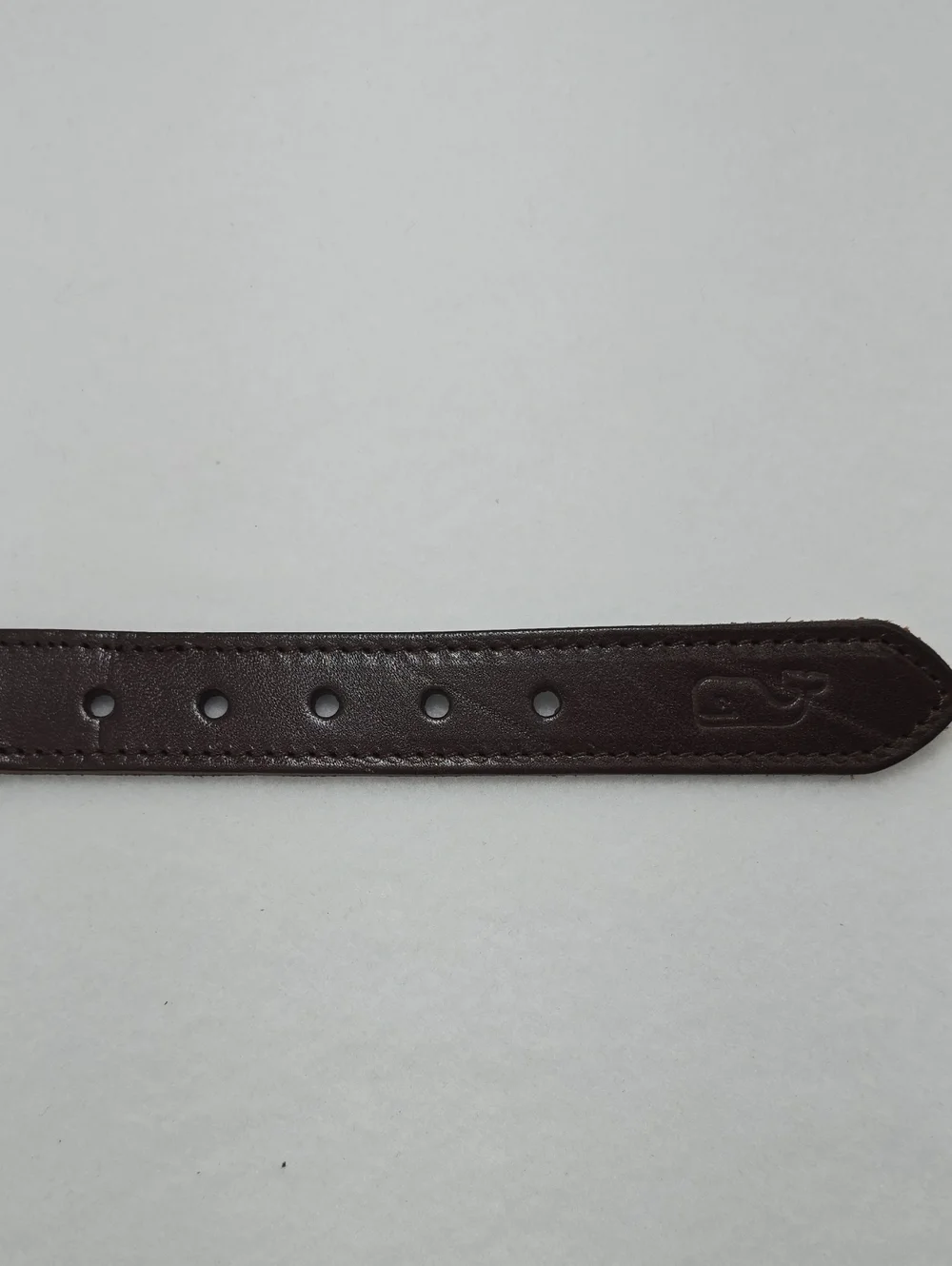 Vineyard Vines Brown Leather Trim Blackwatch Navy Plaid Belt - 28 Waist
